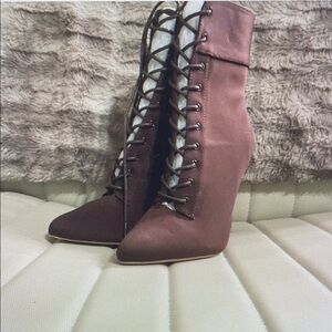 Brown Lace-Up Ankle Boots